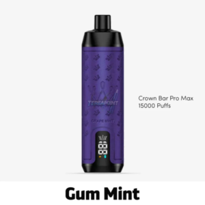 Al Fakher Crown Bar Pro Max Gum Mint Disposable Vape – 15,000 Puffs of Refreshing Mint & Chewing Gum Flavor