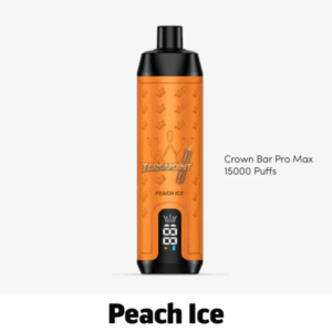 Al Fakher Crown Bar Pro Max Peach Ice Disposable Vape – 15,000 Puffs of Juicy Peach & Cool Menthol