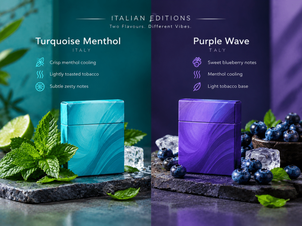 TEREA Turquoise Menthol Italy and Purple Wave Italy Comparison